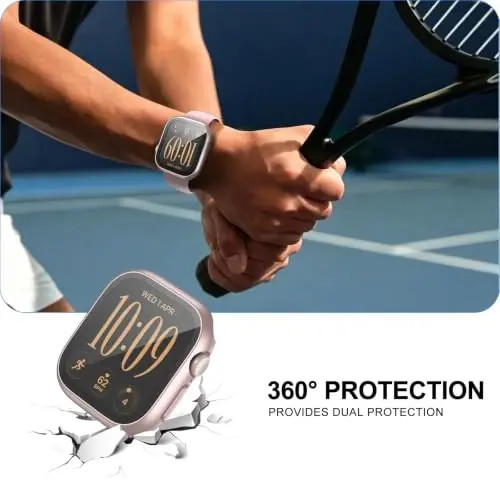 2 Pack Case with Screen Protector for Apple Watch Series 12 42mm,Pink+White | JZK Full Hard PC Cover with Tempered Glass for Apple Watch 12(2026),HD,Slim Guard Bumper,Protective Case for iWatch 12 42mm - JZK (1)