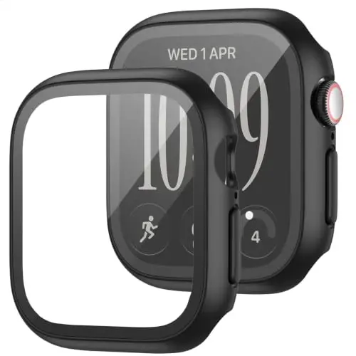 2 Pack Case with Screen Protector for Apple Watch Series 12(2026)42mm,Black | JZK Full Hard PC Cover with Tempered Glass for Apple Watch 12 (2026),HD,Slim Guard Bumper,Protective Case for iWatch 12 42mm - JZK
