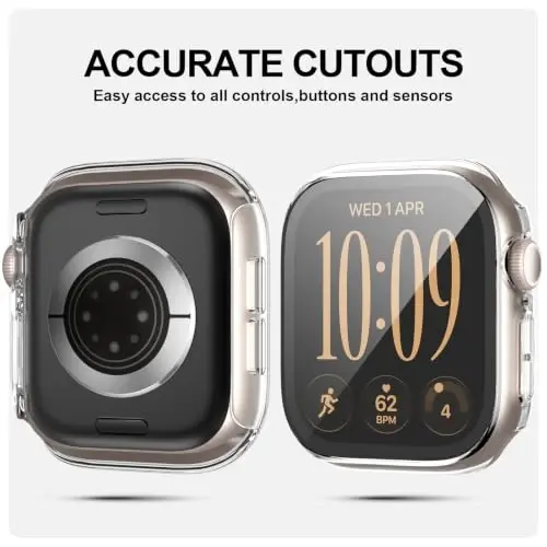 2 Pack Case with Screen Protector for Apple Watch Series 12(2026)46mm,Clear | JZK Full Hard PC Cover with Tempered Glass for Apple Watch 12 (2026),HD,Slim Guard Bumper,Protective Case for iWatch 12 46mm - 4