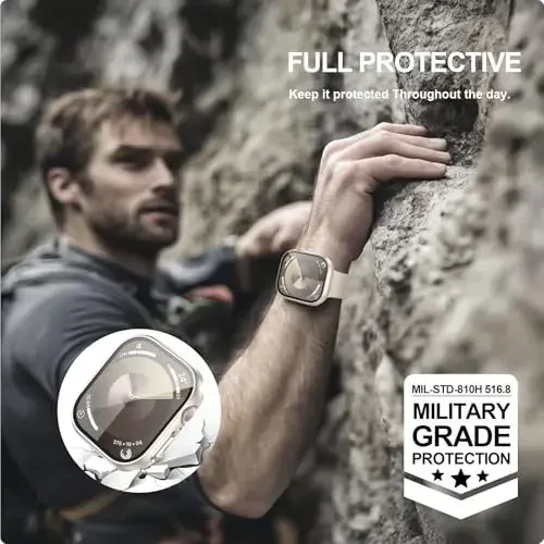 2 Pack Case with Tempered Glass Screen Protector for Apple Watch Series 11(2025) Series 10 42mm,JZK Slim Guard Bumper Full Coverage Hard PC Protective Cover HD Ultra-Thin Cover for iWatch 11/10 42mm,Starlight - 6