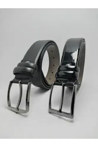 2-Pack Classic Men's Belt - Black Patent - 1