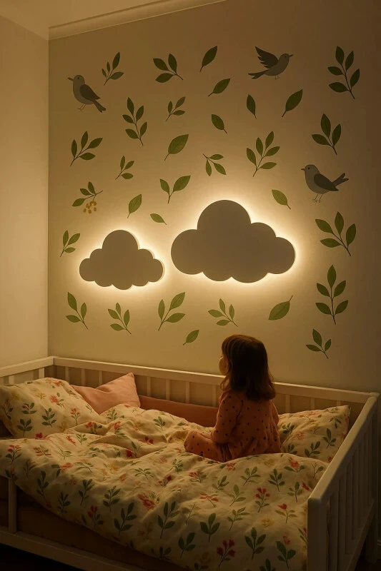 2 Pack Cloud Night Light Baby Kids Room Wall Decoration Lighting Wooden Night Lamp - ARSERGROUP
