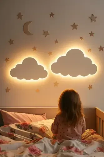 2 Pack Cloud Night Light Baby Kids Room Wall Decoration Lighting Wooden Night Lamp - ARSERGROUP (1)