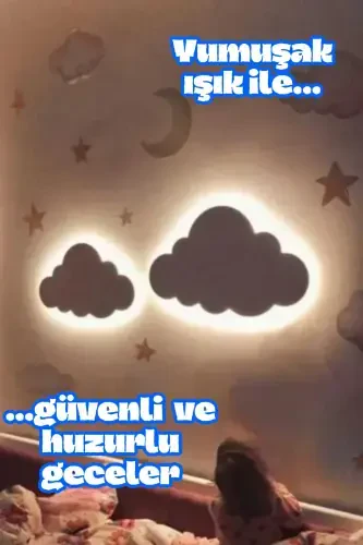 2 Pack Cloud Night Light Baby Kids Room Wall Decoration Lighting Wooden Night Lamp - 4