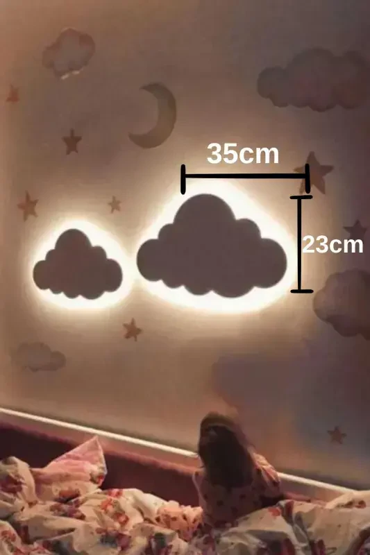 2 Pack Cloud Night Light Baby Kids Room Wall Decoration Lighting Wooden Night Lamp - 5