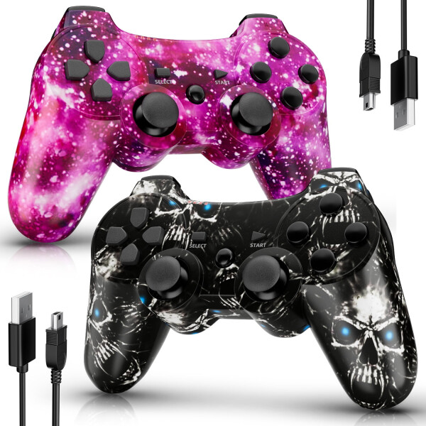 2 Pack Controller Compatible with Playstation 3, Wireless Controller for PS3/PC, Double Vibration - 1