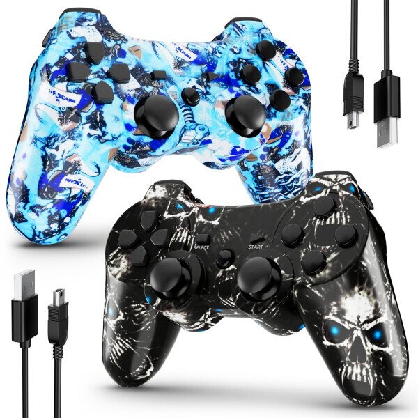 2 Pack Controller Compatible with Playstation 3, Wireless Controller for PS3/PC, Double Vibration - 5