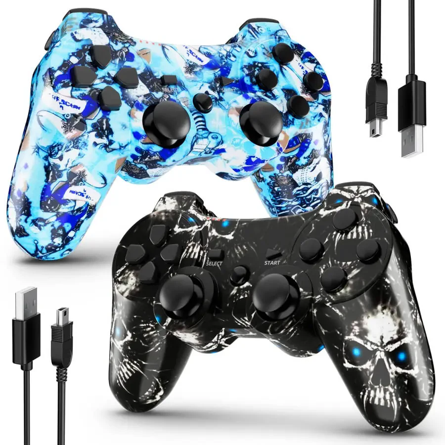 2 Pack Controller Compatible with Playstation 3, Wireless Controller for PS3/PC, Double Vibration - 5