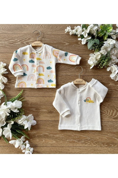 2-Pack Cotton Baby Girl Top & Cardigan Set Rainbow Sun - 4