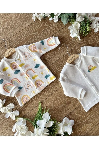 2-Pack Cotton Baby Girl Top & Cardigan Set Rainbow Sun - 6