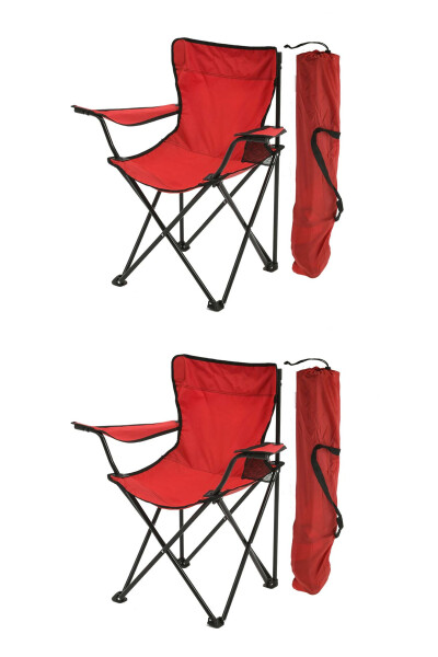 2 Pack Director Camping Chair Picnic Chair Folding Chair with Carry Bag Red - 1