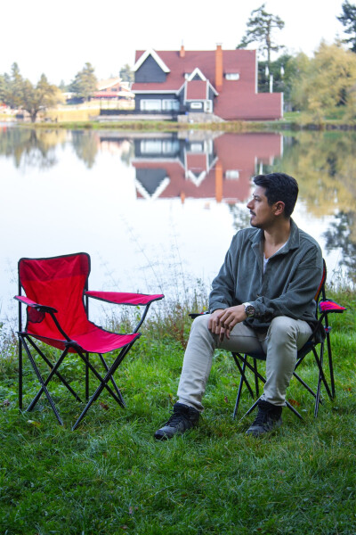 2 Pack Director Camping Chair Picnic Chair Folding Chair with Carry Bag Red - 3