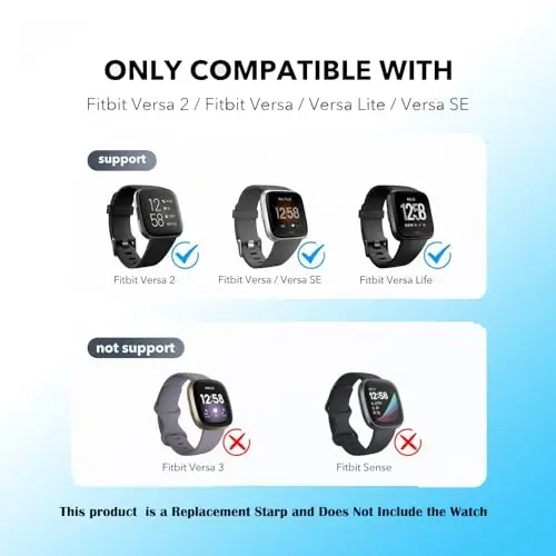 2 Pack Эластичные ремешки, совместимые с Fitbit Versa 2, для женщин и мужчин, мягкий регулируемый нейлоновый дышащий сменный ремешок для Versa/Versa 2/Versa Lite/SE Smartwatch Loop - 2 (1)