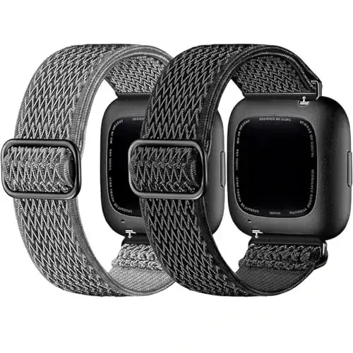 2 Pack эластичные ремешки, совместимые с Fitbit Versa 2, для женщин и мужчин, мягкий регулируемый нейлоновый дышащий сменный ремешок для Versa/Versa 2/Versa Lite/SE Smartwatch Loop Wristband - 1