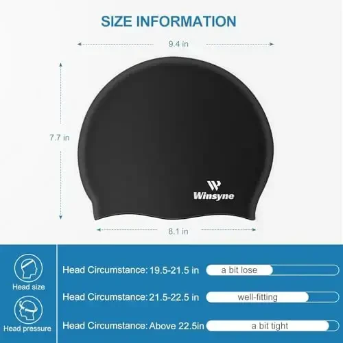 2 Pack erkaklar va ayollar uchun silikon suzish shapkasi, qisqa/uzun sochlar uchun unisex kattalar suzish shapkalari, sochni quruq saqlash uchun suv o'tkazmaydigan cho'milish shapkalari, quloq tiqinlari va burun qisqichi to'plami - 3