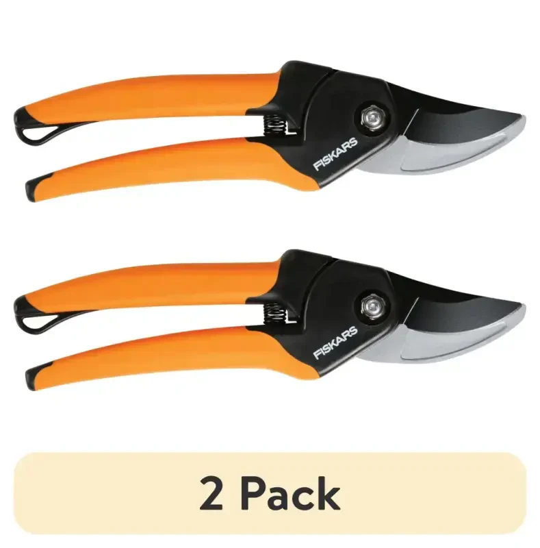 (2 pack) Fiskars Bypass Pruner Garden Tool with Steel Blade and SoftGrip Handle, Black and Orange - Modazone