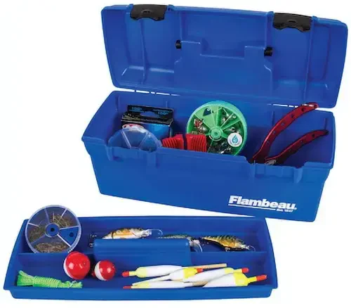 (2 pack) Flambeau Outdoors, 6009TD Lil Brute Fishing Tackle Box with Lift-Out Tray, Blue, 13 inches Long, Plastic - 3