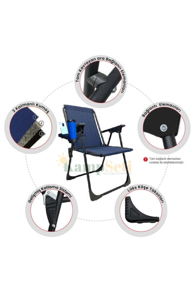 2 Pack Folding Camping Chair with Cup Holder Gift - Beach Picnic Chair - m1 - 3