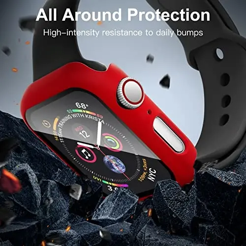 (2 Pack) GEAK Compatible with Apple Watch Case 41mm, Built-in Tempered Glass Screen Protector, Ultra-Thin Bumper Case Compatible for iWatch Series 7, Black/Clear - 7