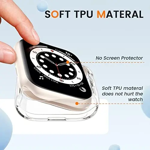 [2 Pack] Goton Bumper Case for Apple Watch 42mm, [No Screen Protector] Slim Soft TPU Shockproof Case Cover Bumper Protector Accessories for iWatch Series 3/2/1, 42mm Clear+Clear - 6