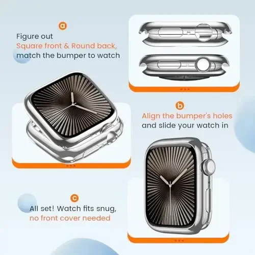 [2 Pack] Goton Bumper Case for Apple Watch 46mm, [No Screen Protector] Slim Soft TPU Shockproof Case Cover Bumper Protector Accessories for iWatch Series 11 Series 10, 46mm Silver+Silver - 2