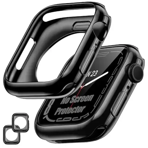 [2 Pack] Goton Bumper Case for Apple Watch Series 10 46mm, Ultra Thin Soft TPU Shockproof Case Cover Bumper Protector for iWatch Accessories (No Screen Protector) 46mm Black+Black - 1