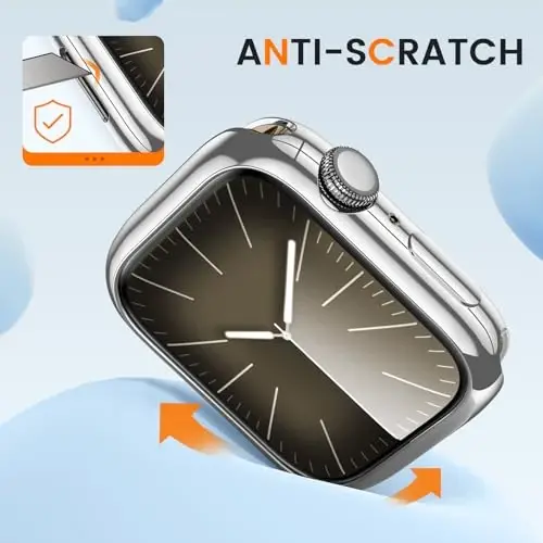 [2 Pack] Goton Bumper Case for Apple Watch Series 9 8 7 45mm, Thin Soft TPU Shockproof Case Cover Bumper Protector for iWatch Accessories (No Screen Protector) 45mm Silver+Silver - 4