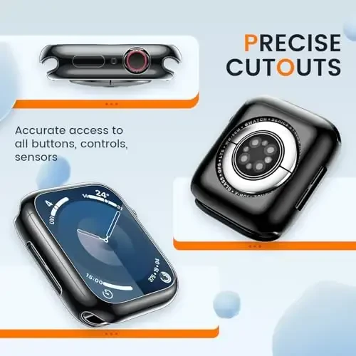 [2 Pack] Goton Bumper Case for Apple Watch Series 9 8 7 45mm, Ultra Thin Soft TPU Shockproof Case Cover Bumper Protector for iWatch Accessories (No Screen Protector) 45mm Black+Black - 5