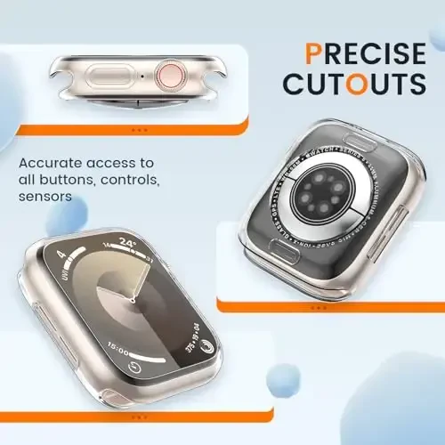 [2 Pack] Goton Bumper Case for Apple Watch Series 9 8 7 45mm, Ultra Thin Soft TPU Shockproof Case Cover Bumper Protector for iWatch Accessories (No Screen Protector) 45mm Clear+Black - 4