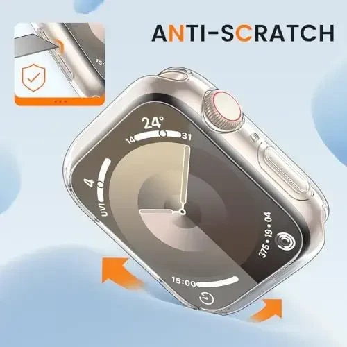 [2 Pack] Goton Bumper Case for Apple Watch Series 9 8 7 45mm, Ultra Thin Soft TPU Shockproof Case Cover Bumper Protector for iWatch Accessories (No Screen Protector) 45mm Clear+Black - 6