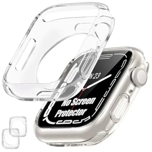 [2 Pack] Goton Bumper Case for Apple Watch Series SE2 SE 6 5 4 40mm, Ultra Thin Soft TPU Shockproof Case Cover Bumper Protector for iWatch Accessories (No Screen Protector) 40mm Clear+Clear 