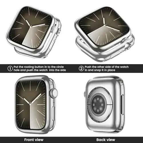 [2 Pack] Goton Bumper Case for Apple Watch Series SE2 SE 6 5 4 40mm, Ultra Thin Soft TPU Shockproof Case Cover Bumper Protector for iWatch Accessories (No Screen Protector) 40mm Silver+Silver - 2
