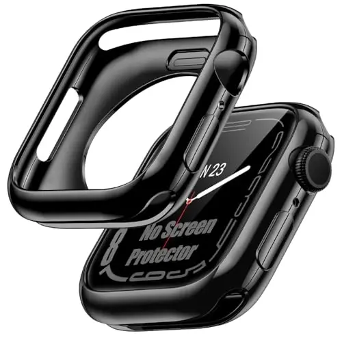 [2 Pack] Goton Bumper Case for Apple Watch Series SE2 SE 6 5 4 44mm, Ultra Thin Soft TPU Shockproof Case Cover Bumper Protector for iWatch Accessories (No Screen Protector) 44mm Black+Black - GOTON