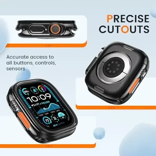 [2 Pack] Goton Bumper Case for Apple Watch Series Ultra 2 Ultra 49mm, Ultra Thin Soft TPU Shockproof Case Cover Bumper Protector for iWatch Accessories (No Screen Protector) 49mm Black+Black - 4