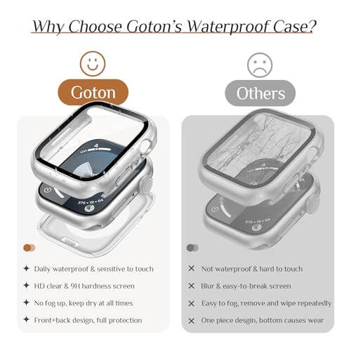 2-Pack Goton Waterproof Apple Watch Case for SE Series 6 5 4 Screen Protector 44mm, 360 Protective Glass Face Cover + Back Bumper for iWatch Accessories 44 mm - 4