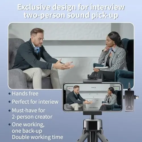 2 Pack iPhone, Android qurilmasi uchun simsiz mini lavalier mikrofon, (3 in 1) - 65 fut simsiz qisqichli qo'sh mikrofon shovqinni kamaytirish bilan video yozish, vlog, YouTube, intervyu uchun 6 soat ishlash vaqti - 3