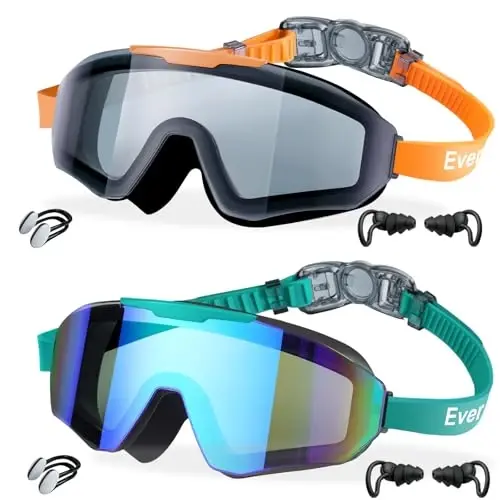 2 Pack Kids Swim Goggles 8-16 Extra Silicone Layer Pool Youth Boys Girls | 2 Pack, Anti-UV Leakproof Water Pool Swimming Goggles with Clip for Boy Girls, Underwater Clear View, Pool Beach Swim Lessons - 1
