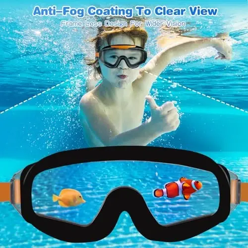 2 Pack Kids Swim Goggles 8-16 Extra Silicone Layer Pool Youth Boys Girls | 2 Pack, Anti-UV Leakproof Water Pool Swimming Goggles with Clip for Boy Girls, Underwater Clear View, Pool Beach Swim Lessons - 3