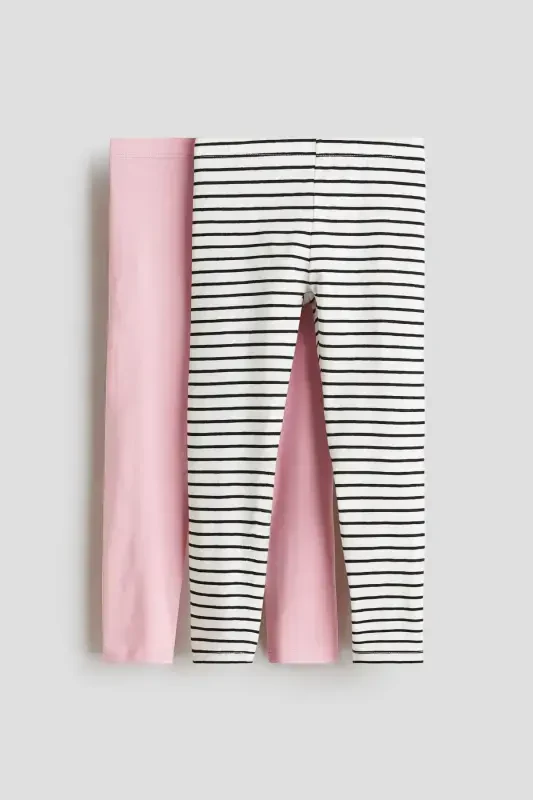 2-Pack Leggings - Pink/Striped - MODAZONE