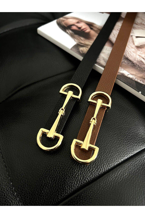 2-Pack Long Buckle Thin Women's Belt, Jacket Belt, Shirt Belt, Dress Belt - 3