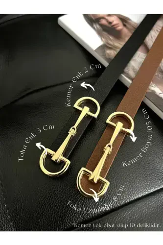 2-Pack Long Buckle Thin Women's Belt, Jacket Belt, Shirt Belt, Dress Belt - 1