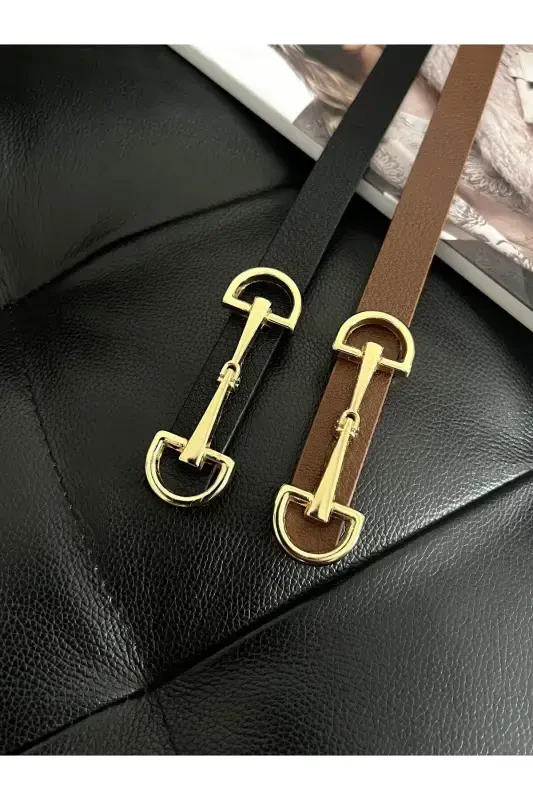 2-Pack Long Buckle Thin Women's Belt, Jacket Belt, Shirt Belt, Dress Belt - 2