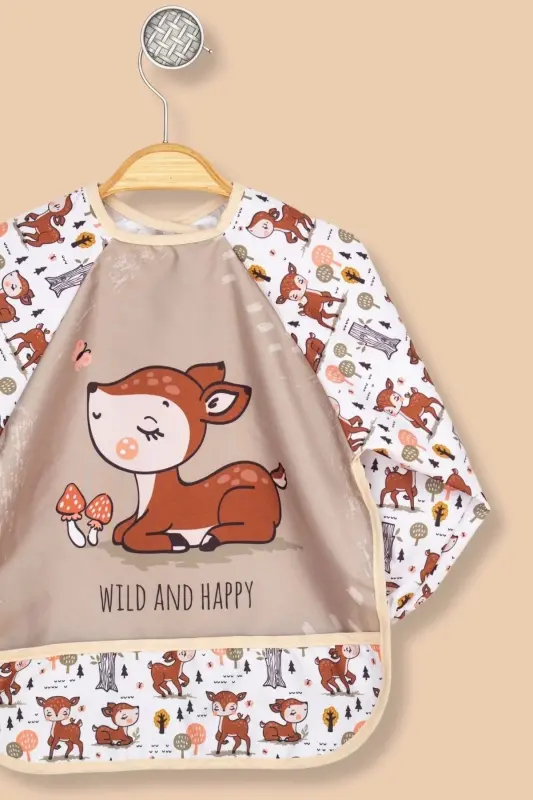 2-Pack Long-Sleeve Wearable Fawn-Lamb Print Liquid-Proof Activity & Feeding Bibs 6-24 Months - 3