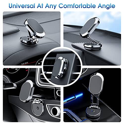 [2-Pack] Magnetic Phone Holder for Car Alloy Folding Magnetic Car Phone Holder [Super Strong Magnet] Car Magnetic Phone Mount 360° Rotation Magnetic Cell Phone Holder Dashboard Car Mount for All Phone - 2