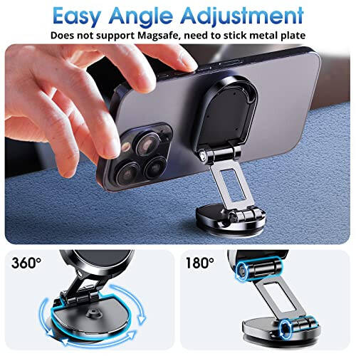 [2-Pack] Magnetic Phone Holder for Car Alloy Folding Magnetic Car Phone Holder [Super Strong Magnet] Car Magnetic Phone Mount 360° Rotation Magnetic Cell Phone Holder Dashboard Car Mount for All Phone - 5