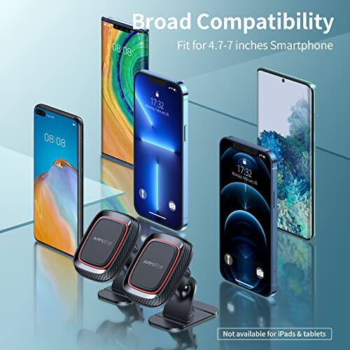 [2 Pack] Magnetic Phone Holder for Car, APPS2Car [Super Strong Magnet] Phone Mount for Car, Dashboard Magnetic Car Phone Holder Mount with Strong VHB Adhesive Mounting, Compatible with iPhone, Samsung - 4