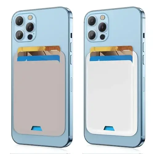 [2 Pack] Magnetic Wallet Compatible with MagSafe for iPhone 17 16 15 14 13 12 Pro Max Air Plus Model, Upgraded Mag 3 Safe Card Holder Stick on for Apple Cell Phone, Baby Pink&White - 1