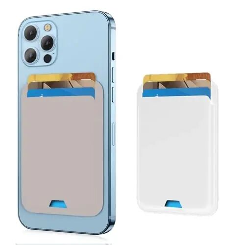 [2 Pack] Magnetic Wallet Compatible with MagSafe for iPhone 17 16 15 14 13 12 Pro Max Air Plus Model, Upgraded Mag 3 Safe Card Holder Stick on for Apple Cell Phone, Baby Pink&White - 1