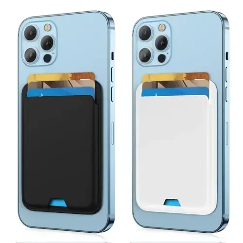 [2 Pack] Magnetic Wallet Compatible with MagSafe for iPhone 17 16 15 14 13 12 Pro Max Air Plus Model, Upgraded Mag 3 Safe Card Holder Stick on for Apple Cell Phone, Black&White - 1