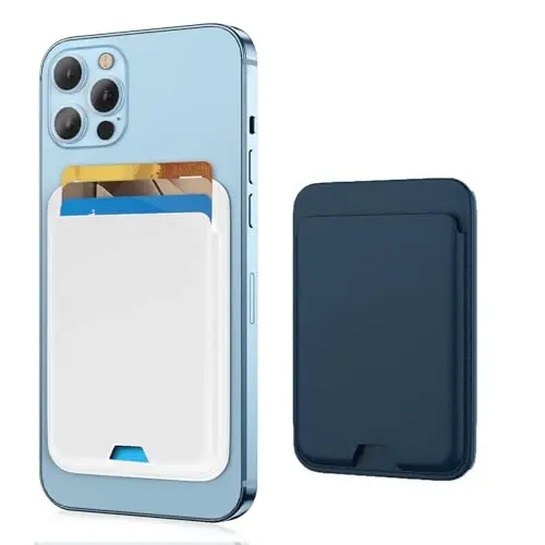 [2 Pack] Magnetic Wallet Compatible with MagSafe for iPhone 17 16 15 14 13 12 Pro Max Air Plus Model, Upgraded Mag 3 Safe Card Holder Stick on for Apple Cell Phone, Blue&White - 6